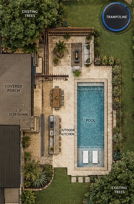 Concept Design 1 for the Draftly Premium pool project