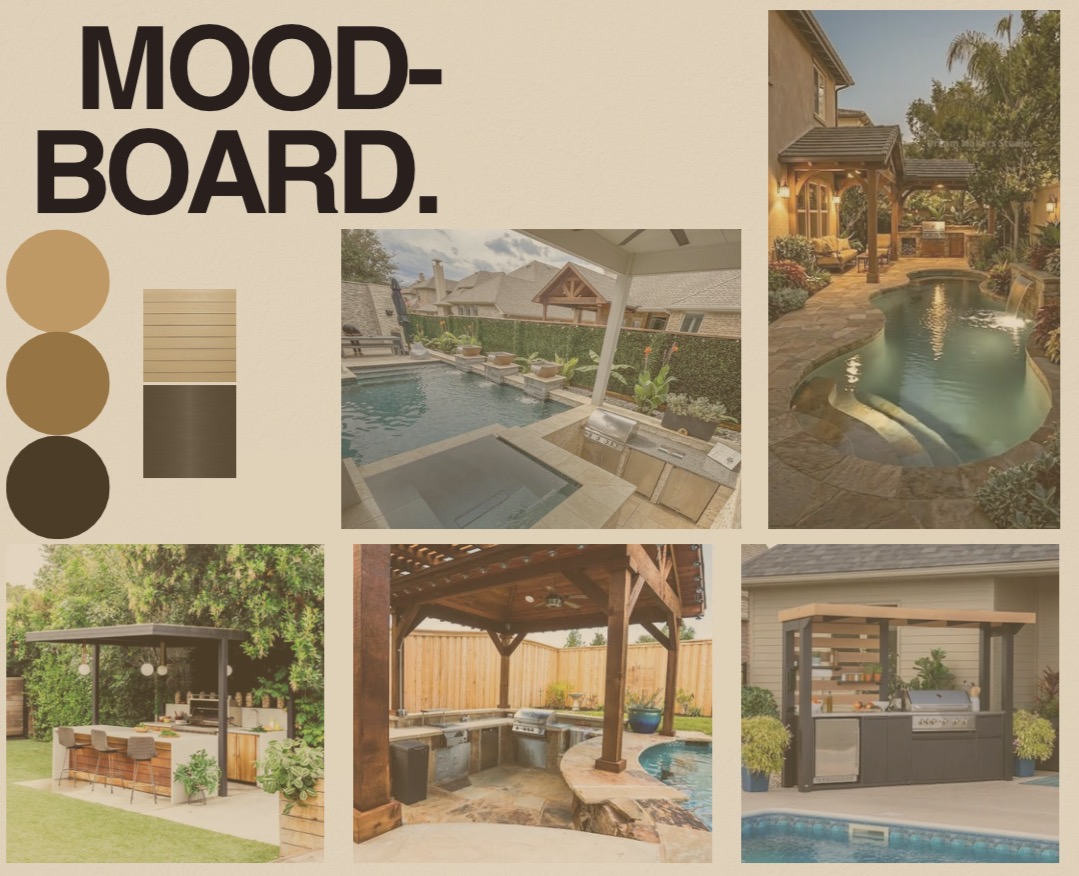 Mood board created for the Draftly Premium pool design project